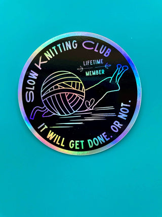 Slow Knitting Club Holographic Sticker