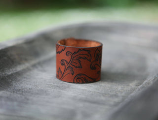 Leather Shawl Cuff - Filigree