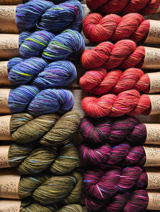 skeins of multicolored yarn