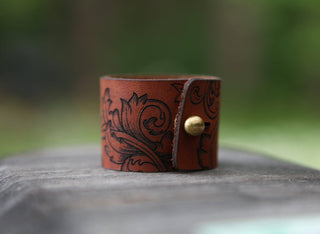 Leather Shawl Cuff - Filigree