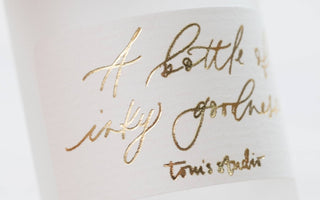 A light bottle labeled in gold cursive with Premium Calligraphy Ink—a must-have for calligraphy enthusiasts seeking quality and style.