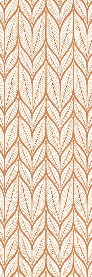 Seamless pattern of stylized brown leaves on a cream background with fine, hand-drawn details, arranged vertically—ideal for creating printable or digital Holiday Bookmarks for Knitters.