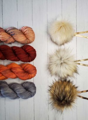 indie dyed Why Knot yarn with ikigai pom pom