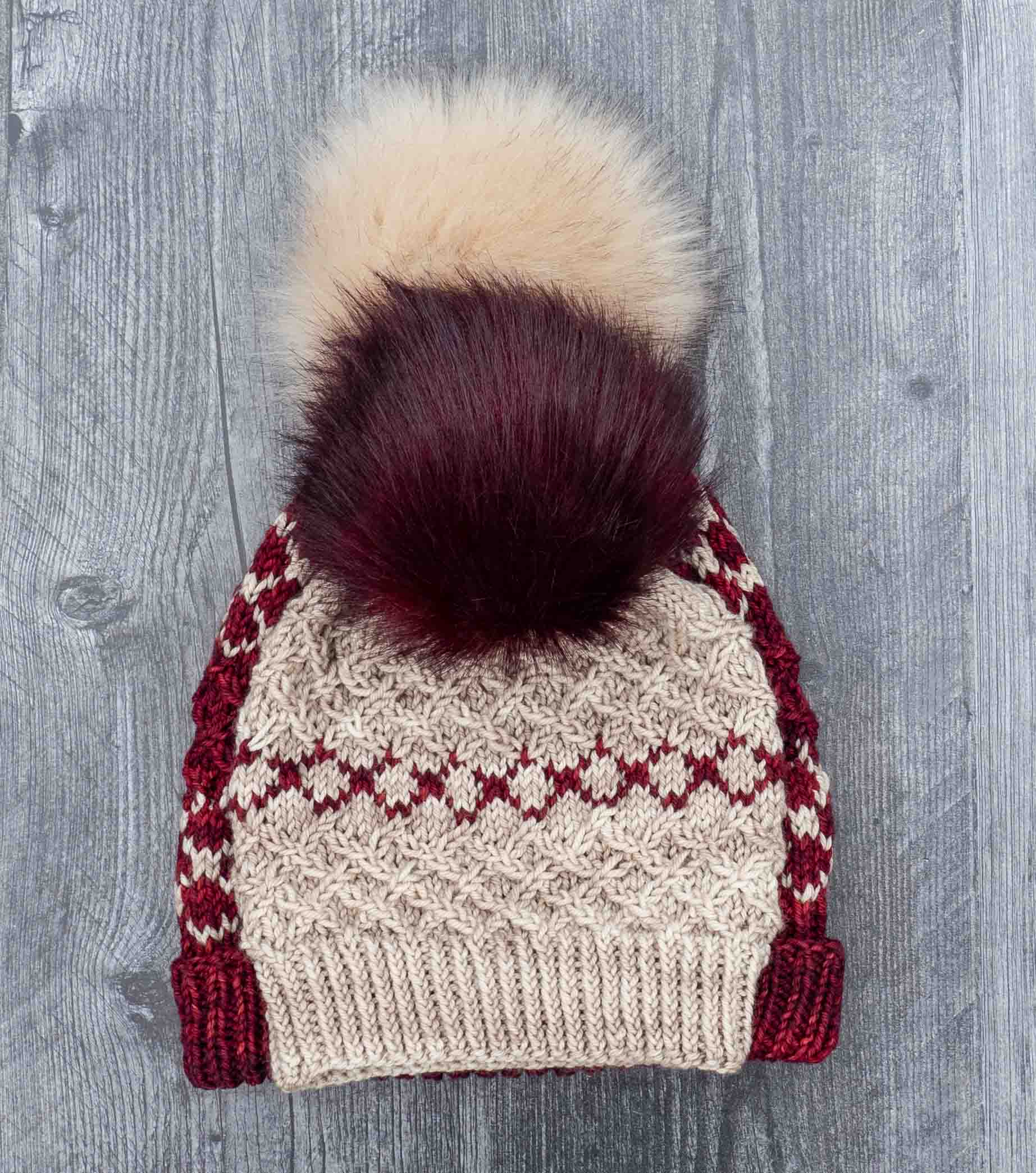 Fair Isle Cabled Hat with pom pom